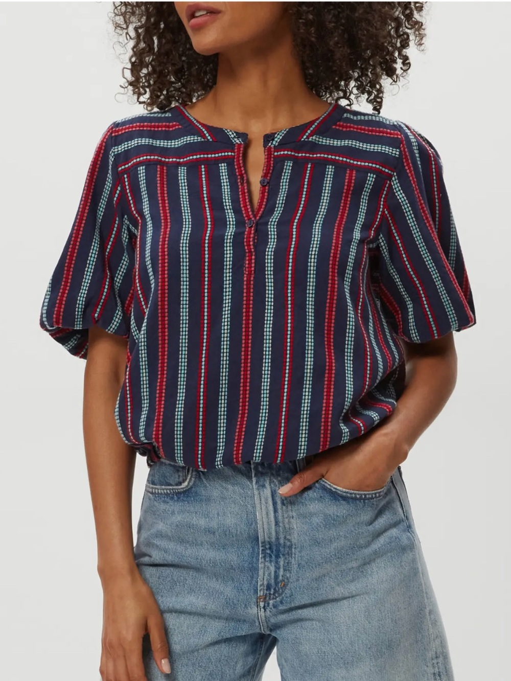 ✨Michael Stars✨ Zephyr Embroidered Stripe Top- NWOT